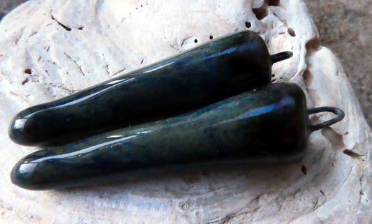 Ceramic Spikes Earring Charms -Pottery Blue