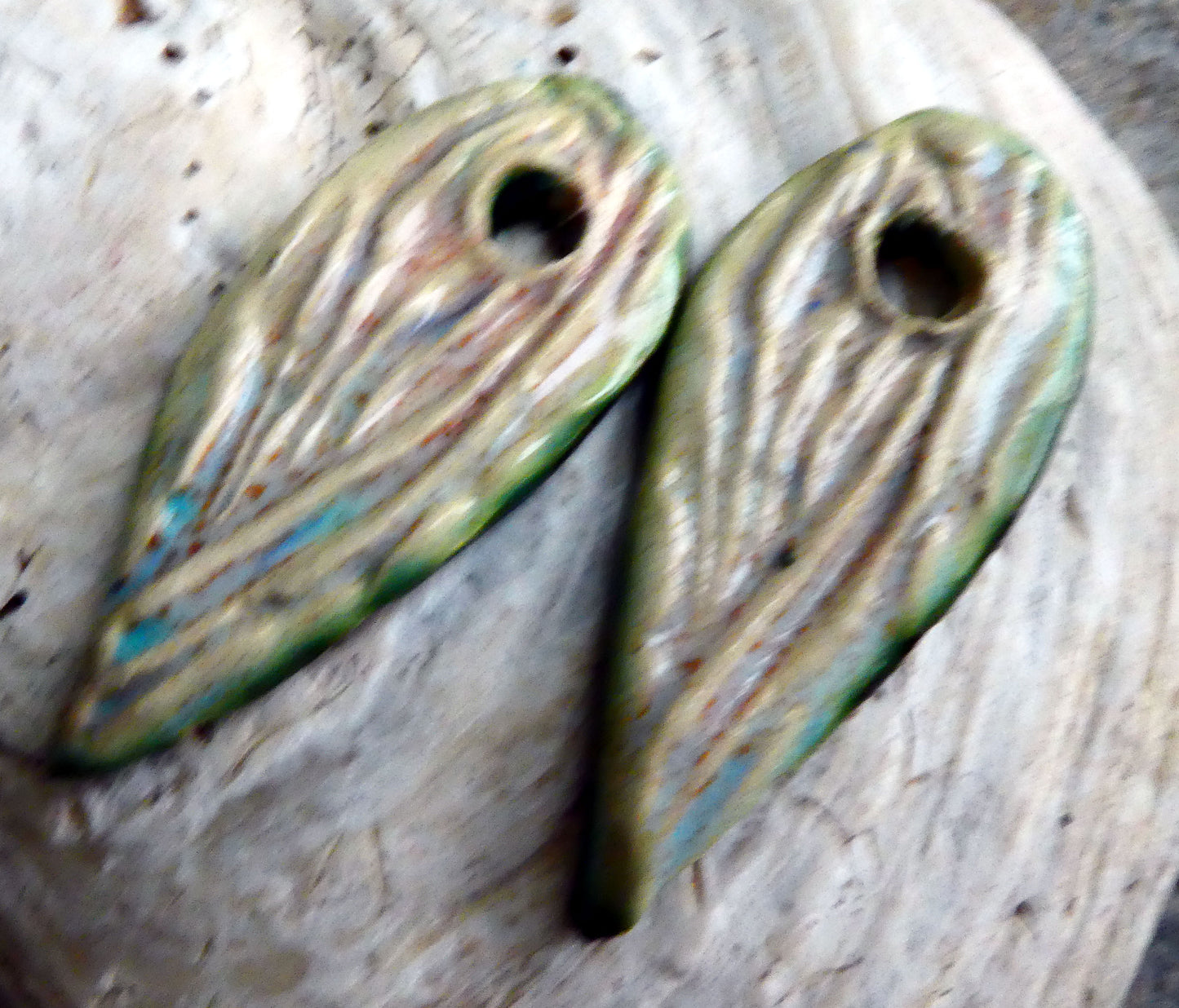Ceramic Barky Textured Shard Earring Charms - Arizona