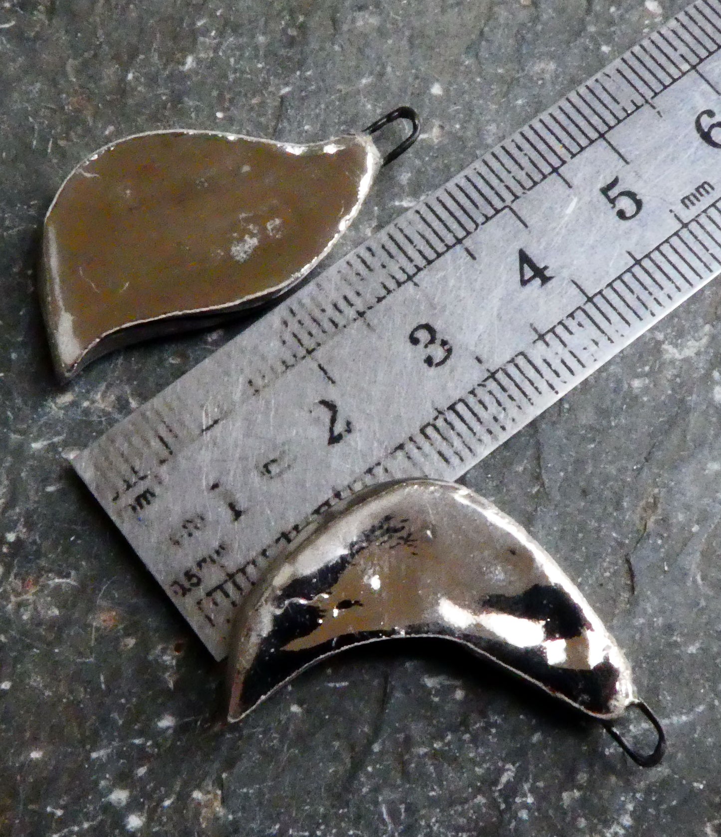 Ceramic Meandering Stream Asymmetric Earring Charms -Mirror Blue