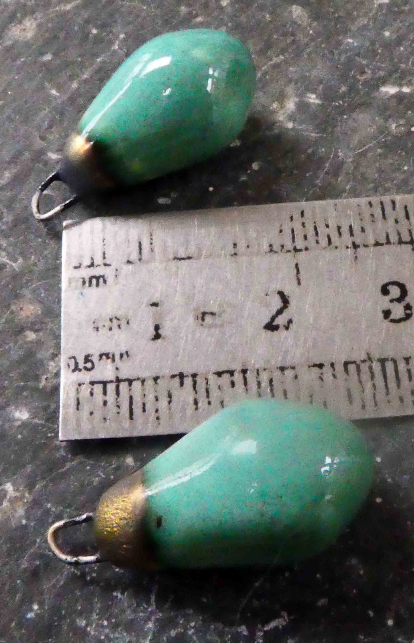 Ceramic Bronzy Drop Earring Charms - Soft Green