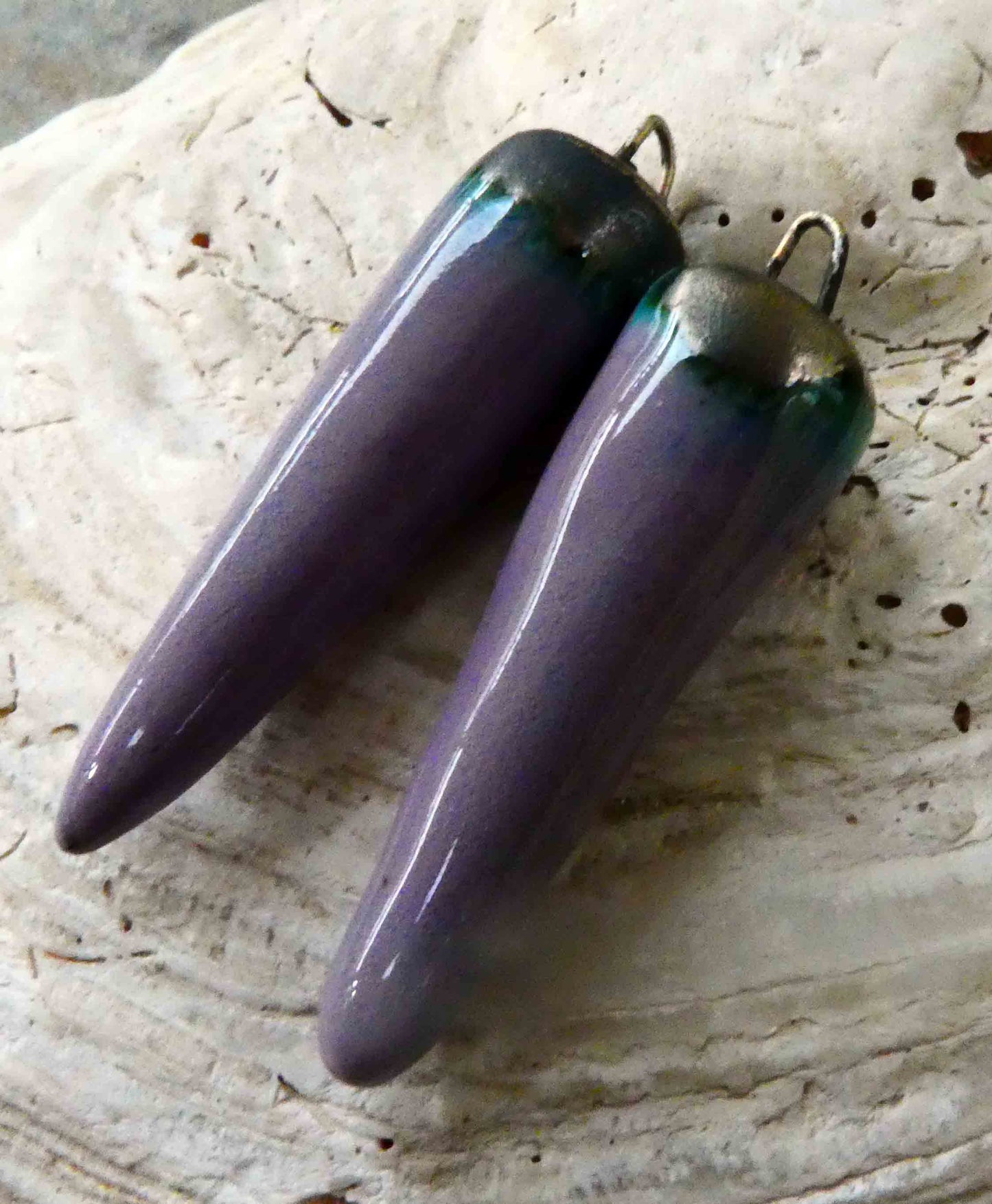 Ceramic Bronzy Spikes Earring Charms - Lilac