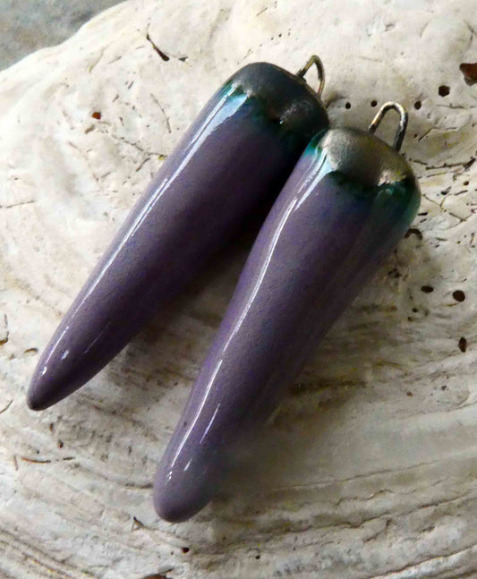 Ceramic Bronzy Spikes Earring Charms - Lilac