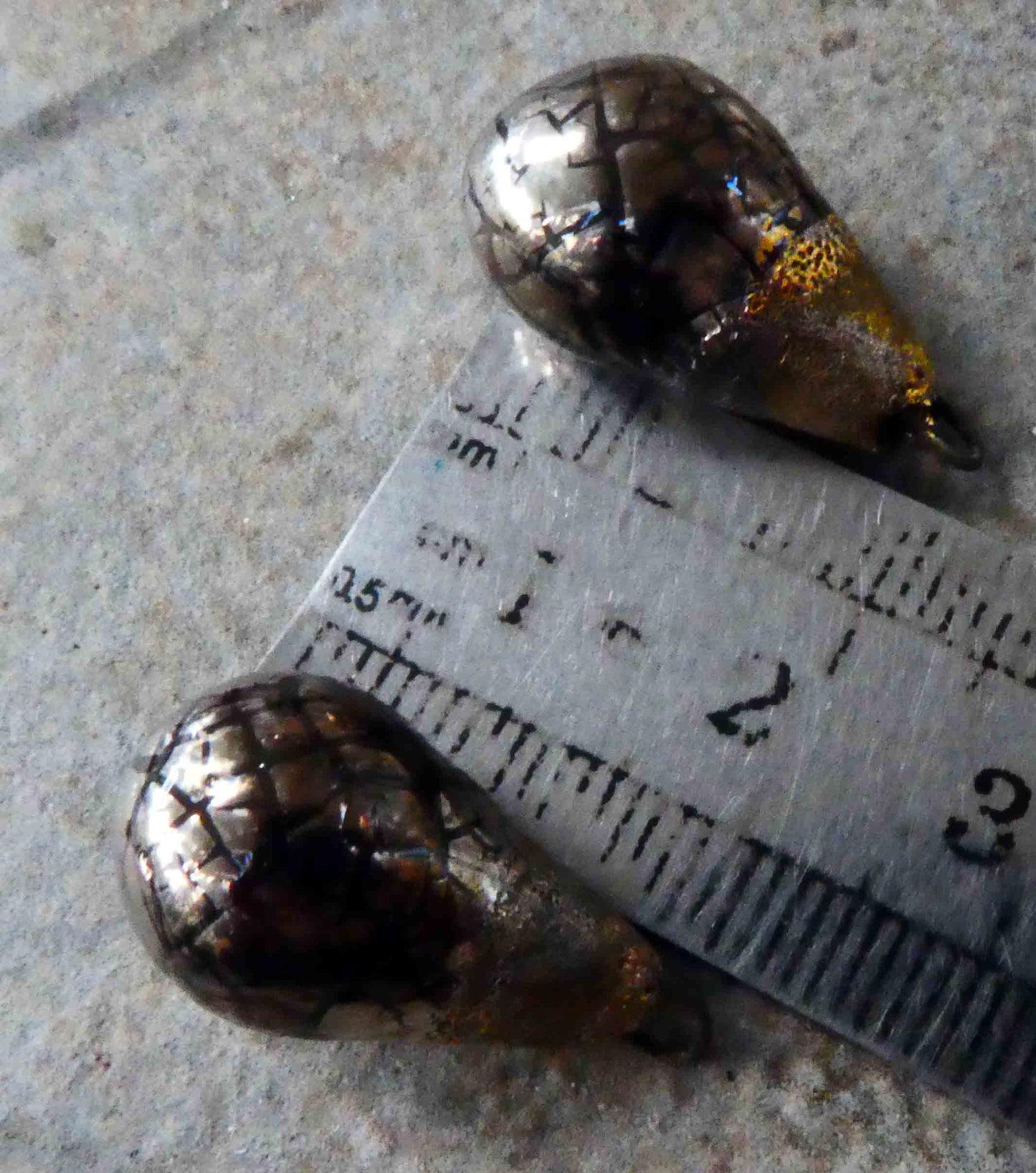 Ceramic Drops Earring Charms -Platinum Lustre - Crackly