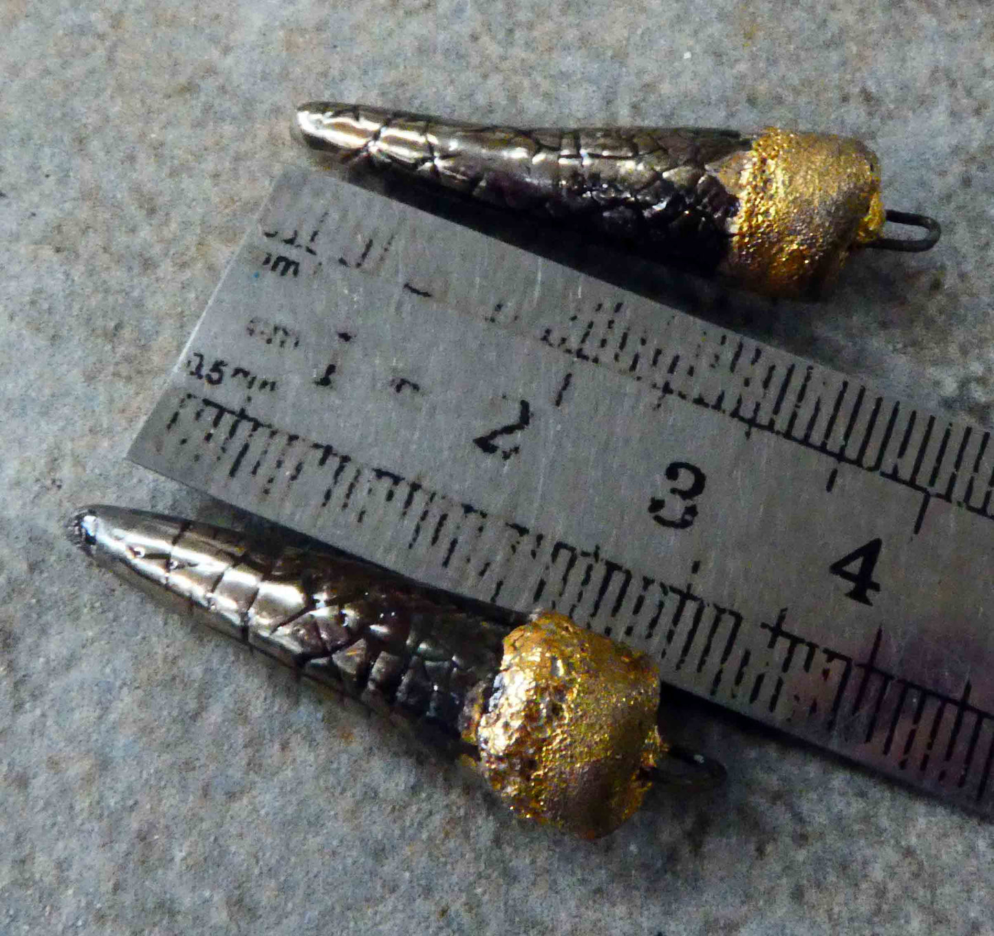 Ceramic Spikes Earring Charms -Platinum Lustre - Crackly