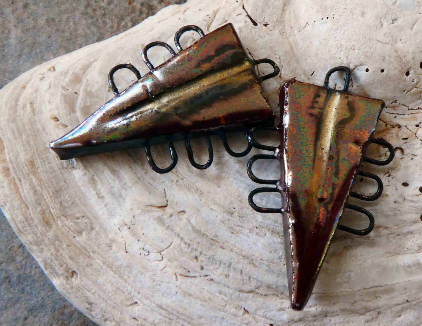 Ceramic Six Hoop Dagger Earring Connectors - Rose Gold