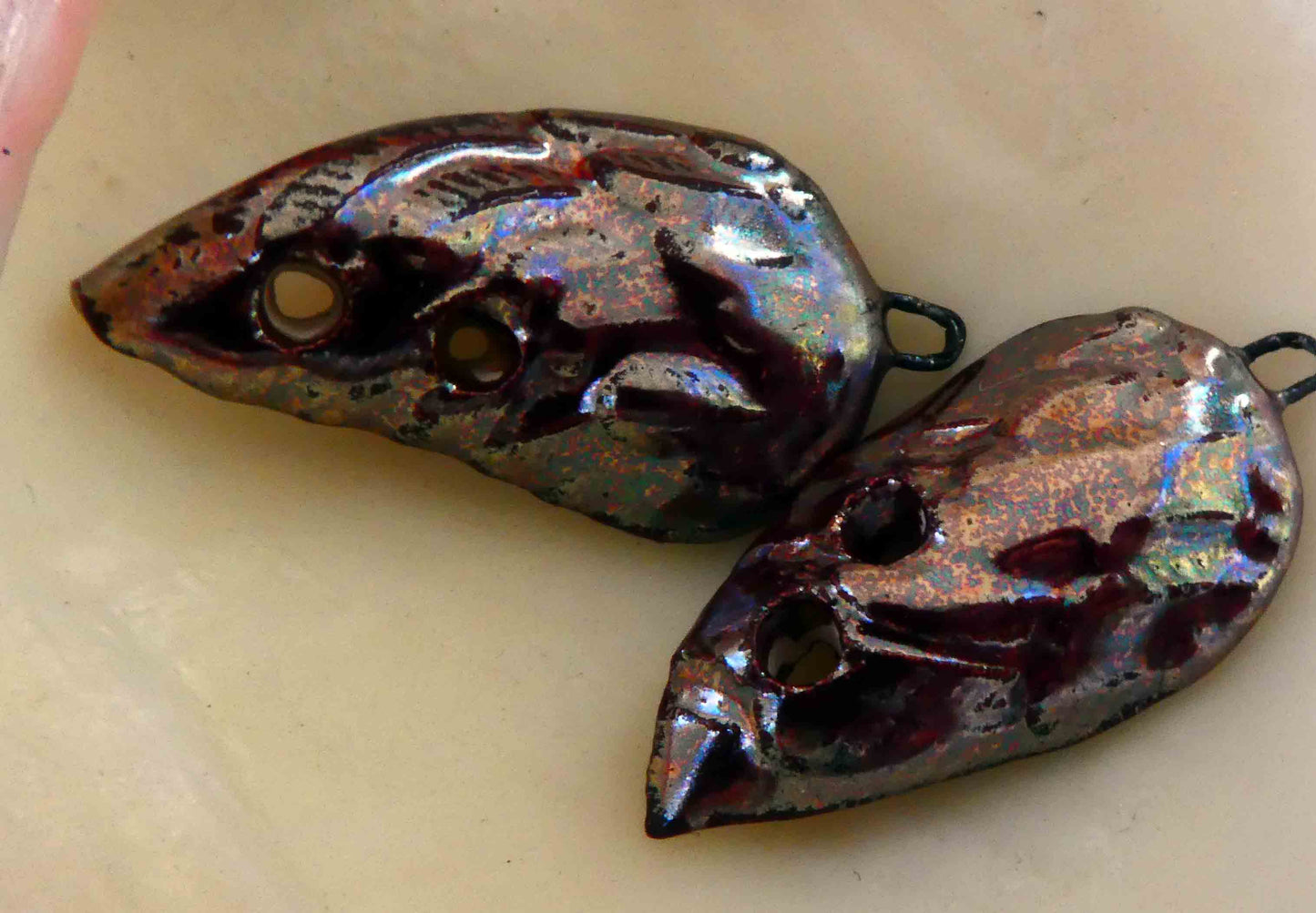 Ceramic Angel Wings Earring Connectors -Rose Gold