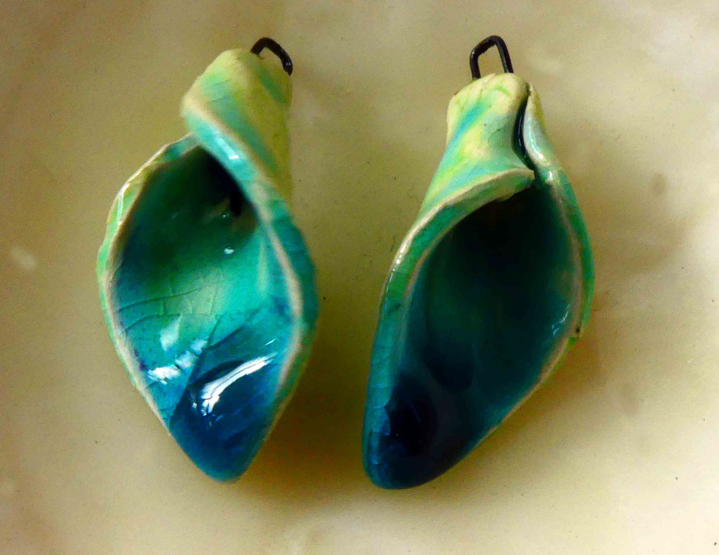 Ceramic Curling Leaves Earring Charms #4