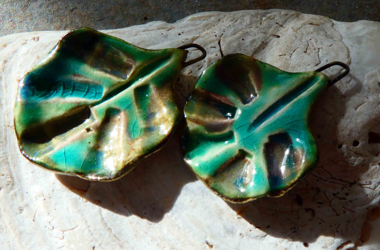 Ceramic Frilly Leaves Earring Charms #2