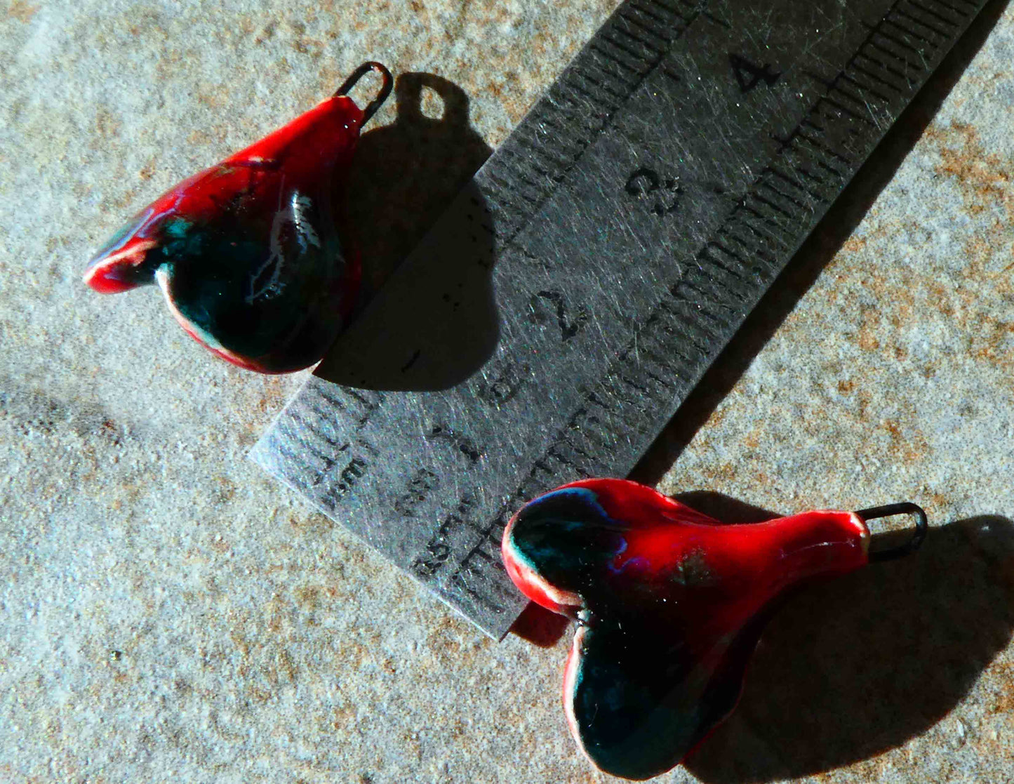 Ceramic Rabbit Ear Viola Flower Earring Charms -Ladybird