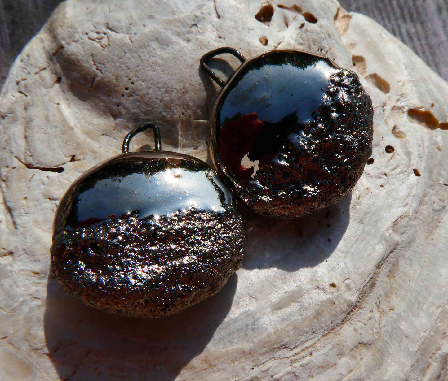 Ceramic Discs Earring Charms -Platinum Lustre