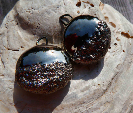 Ceramic Discs Earring Charms -Platinum Lustre