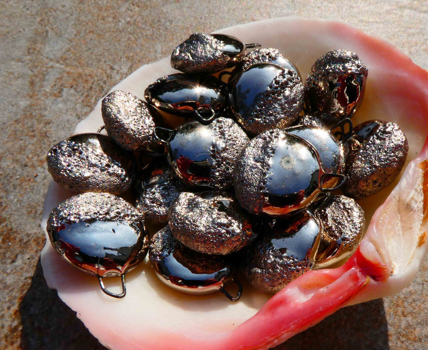 Ceramic Discs Earring Charms -Platinum Lustre