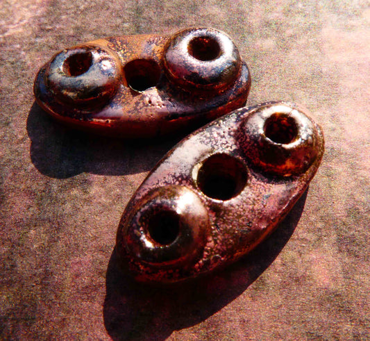 Ceramic Raku Oval Rivet Earring Charms