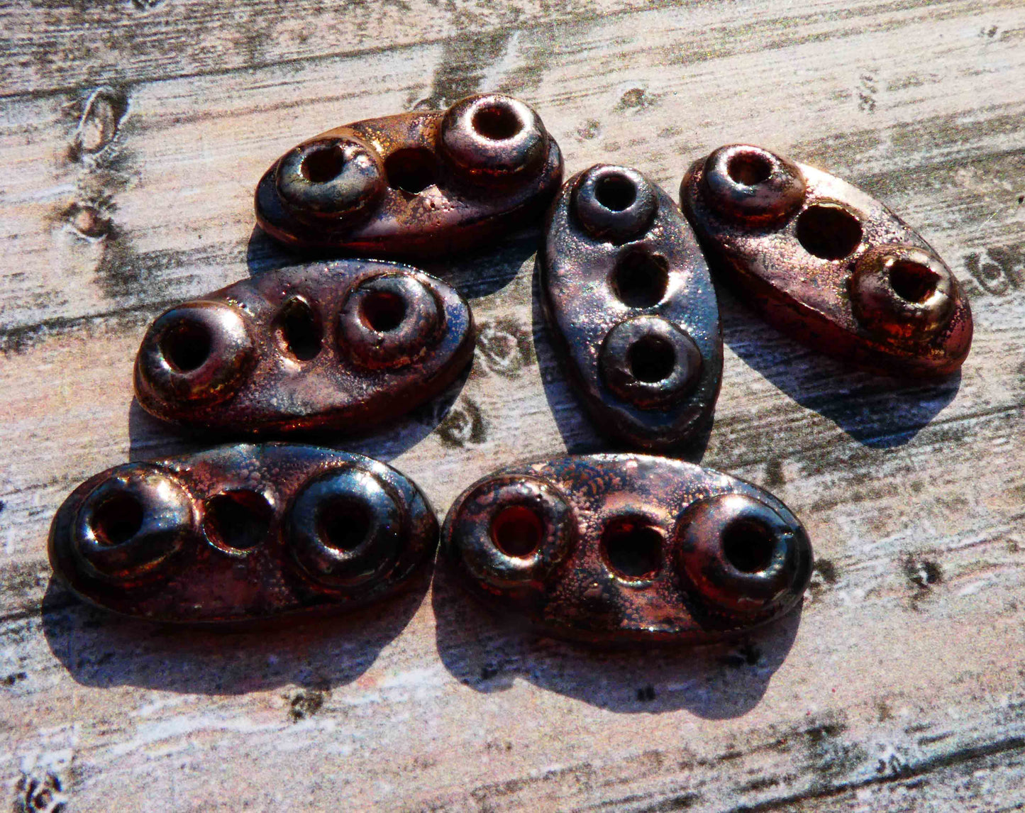 Ceramic Raku Oval Rivet Earring Charms