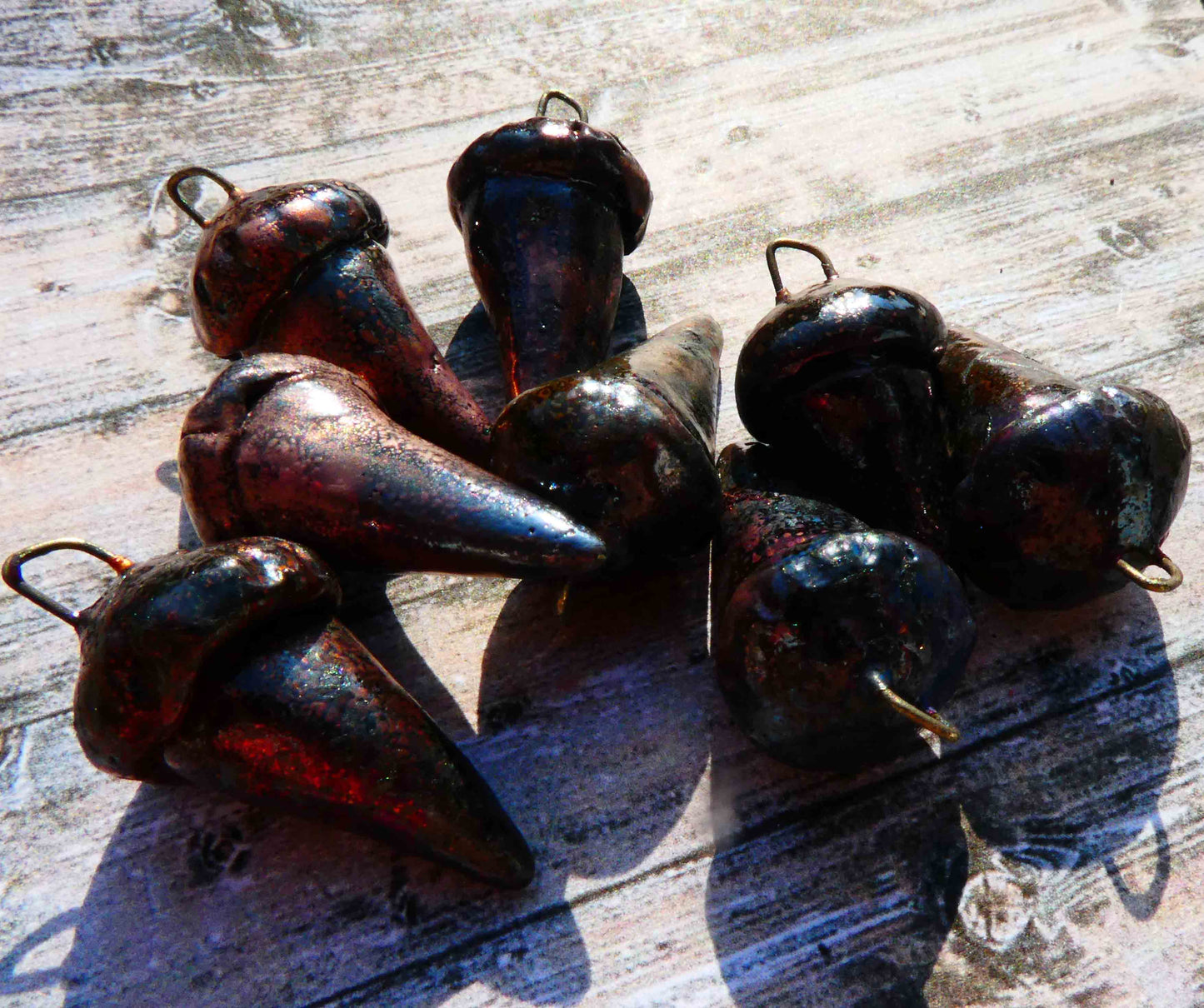 Ceramic Raku Capped Spikes Earring Charms