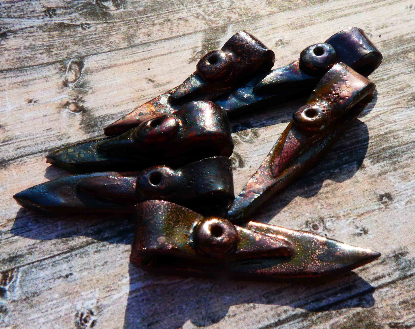 Ceramic Raku Folded Earring Charms