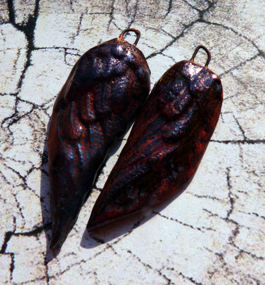 Ceramic Raku Assymetric Angel Wing Earring Charms
