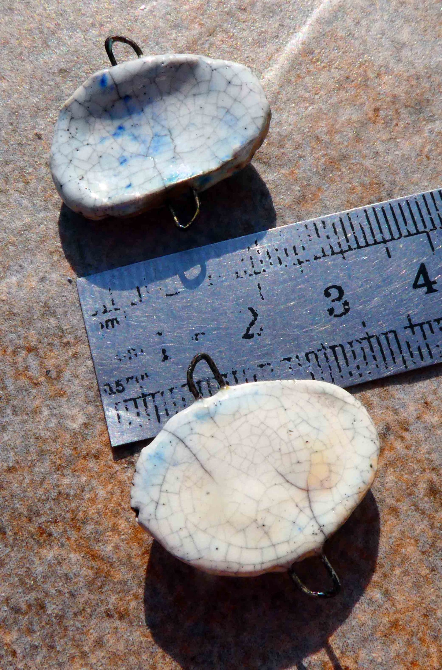 Ceramic Raku Brain Earring Connectors