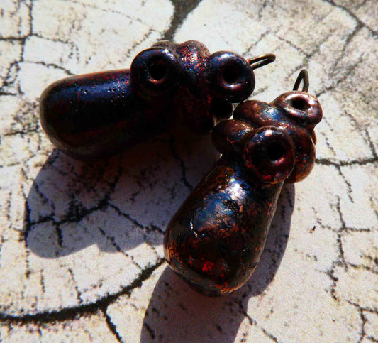 Ceramic Raku Coiled Rivet Drops Earring Charms