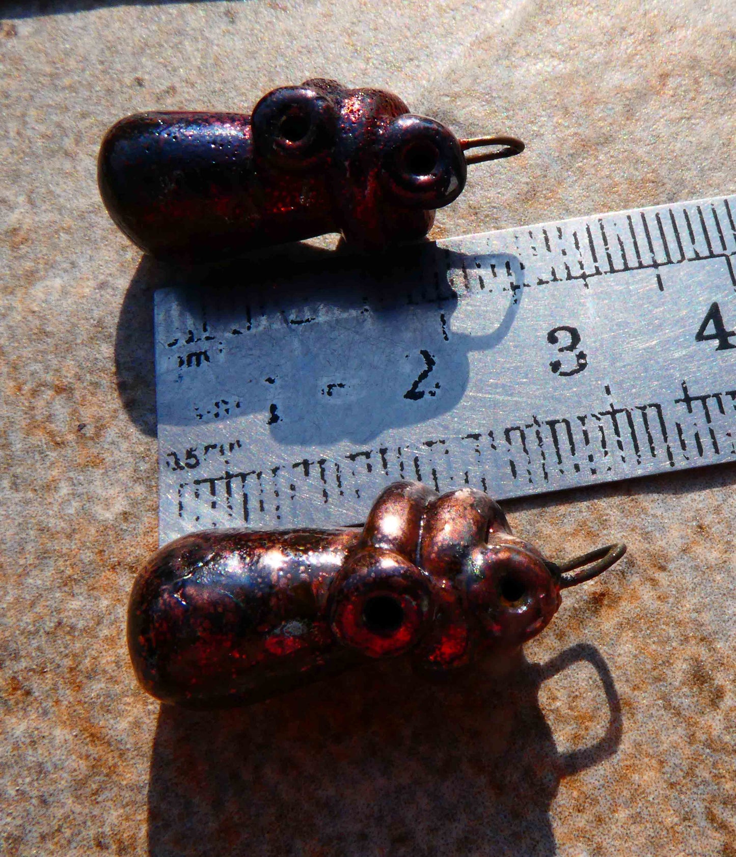 Ceramic Raku Coiled Rivet Drops Earring Charms