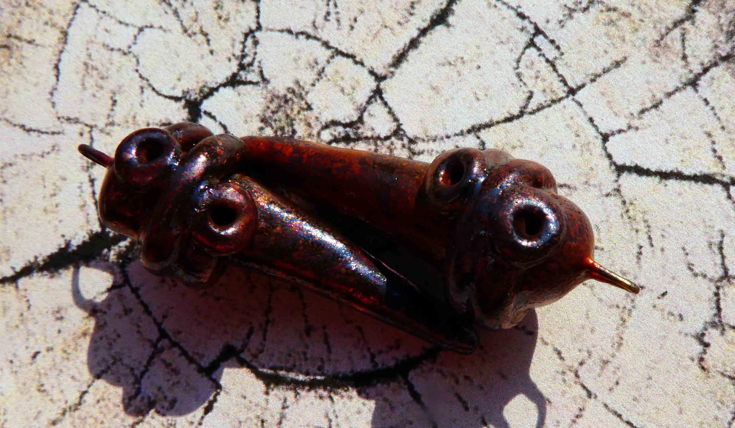 Ceramic Raku Coiled Rivet Spikes Earring Charms