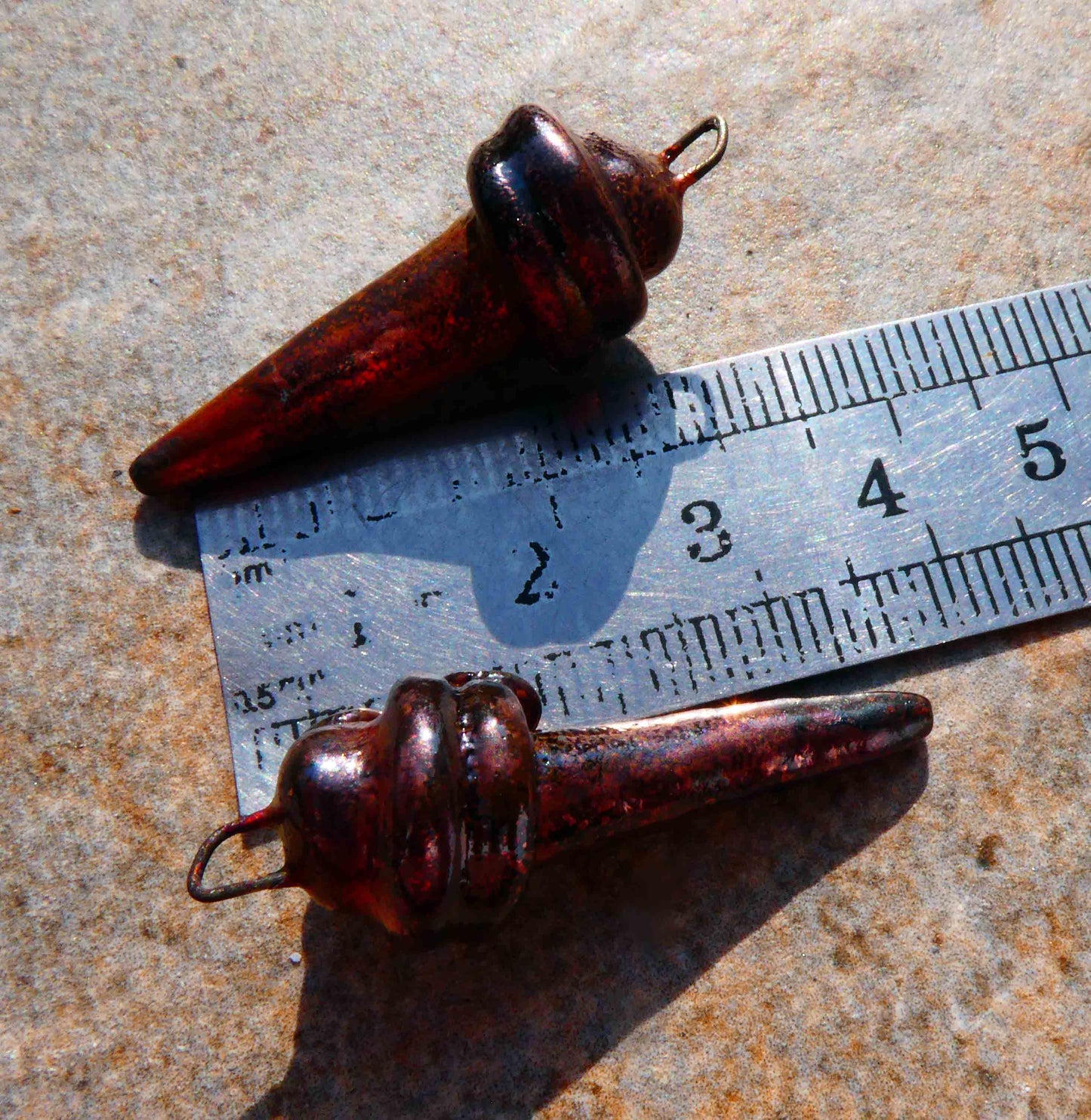 Ceramic Raku Coiled Rivet Spikes Earring Charms