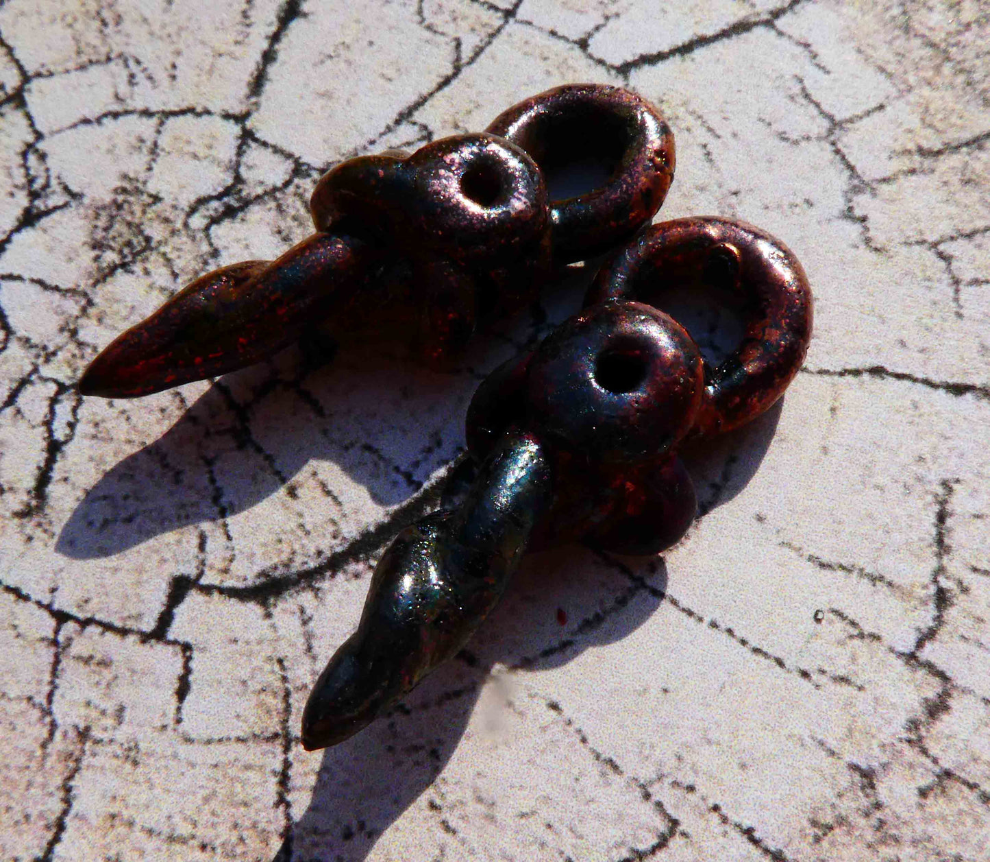 Ceramic Raku Twisted Rivet Earring Charms