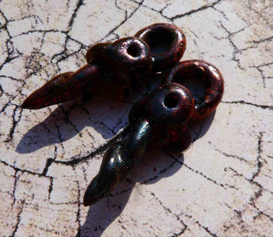 Ceramic Raku Twisted Rivet Earring Charms