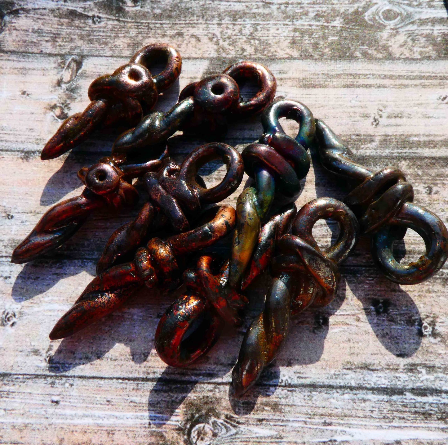 Ceramic Raku Twisted Rivet Earring Charms