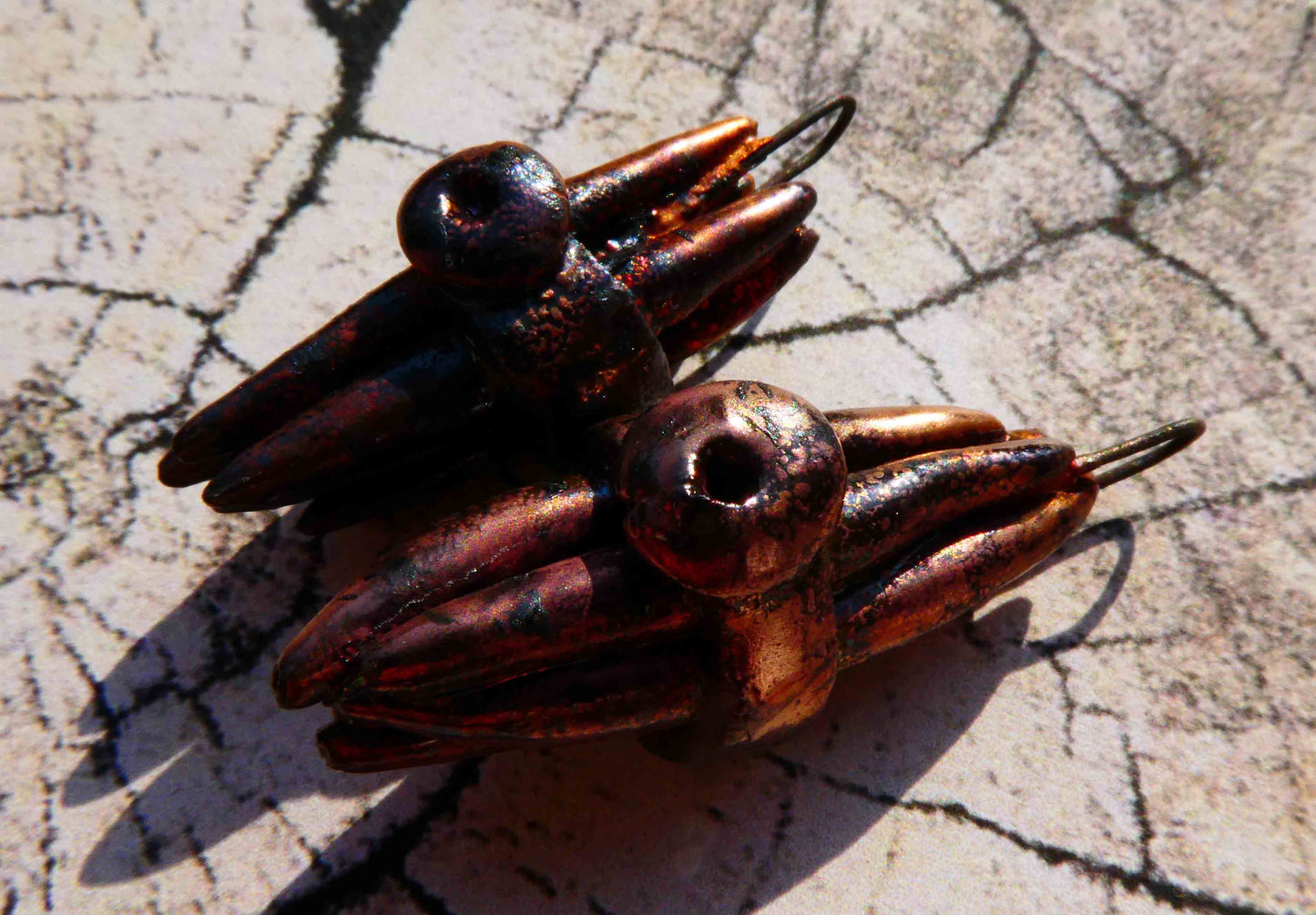 Ceramic Raku  Stick Bundle Earring Charms