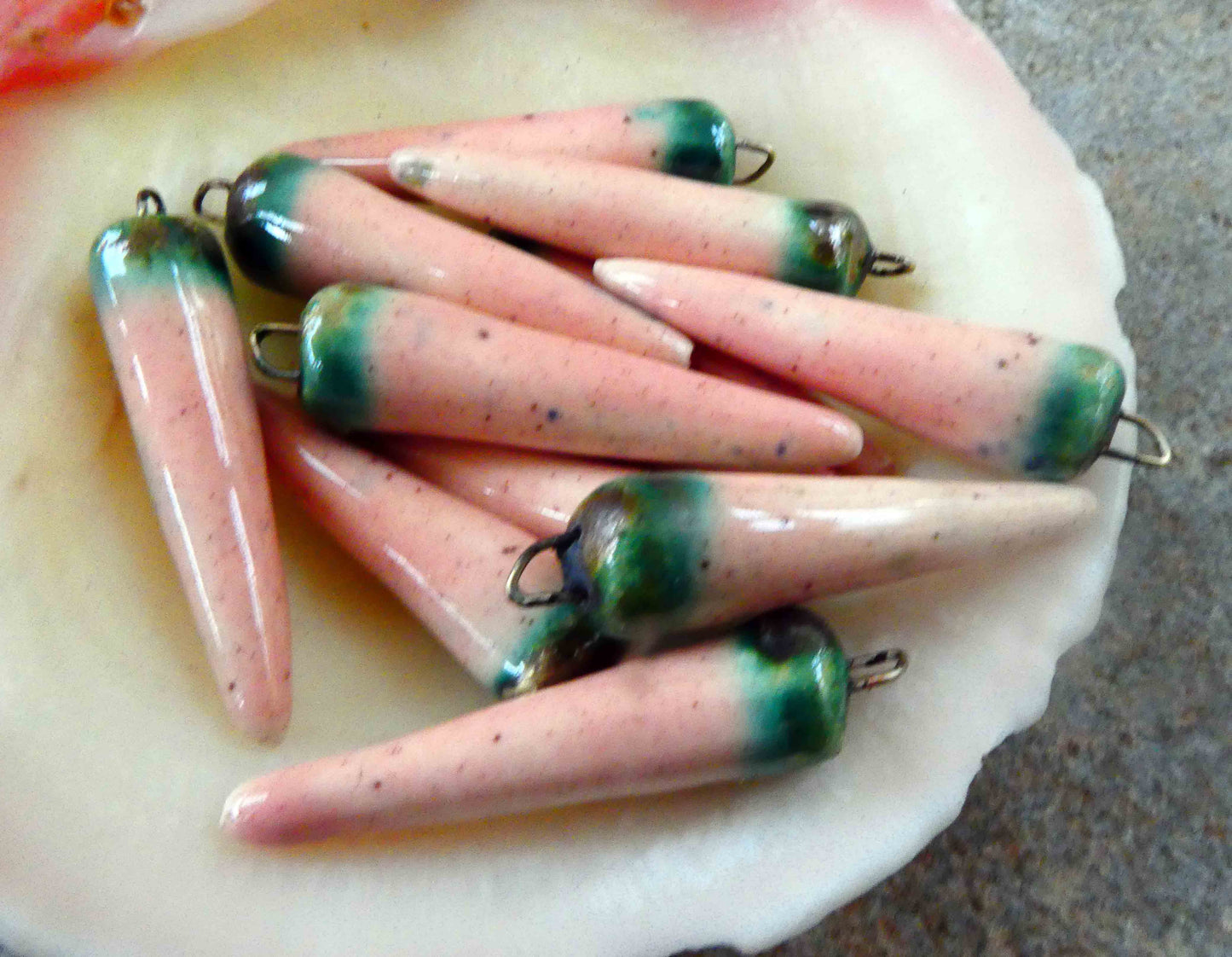 Ceramic Spikes Earring Charms -Morganite