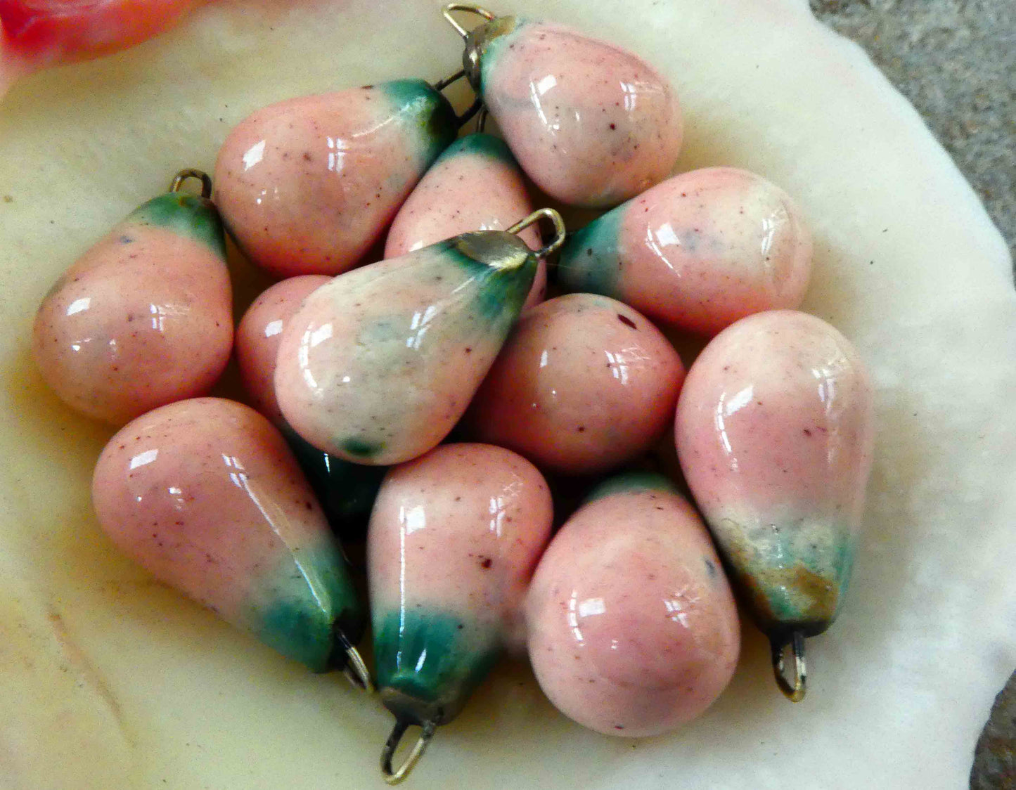 Ceramic Drops Earring Charms -Morganite