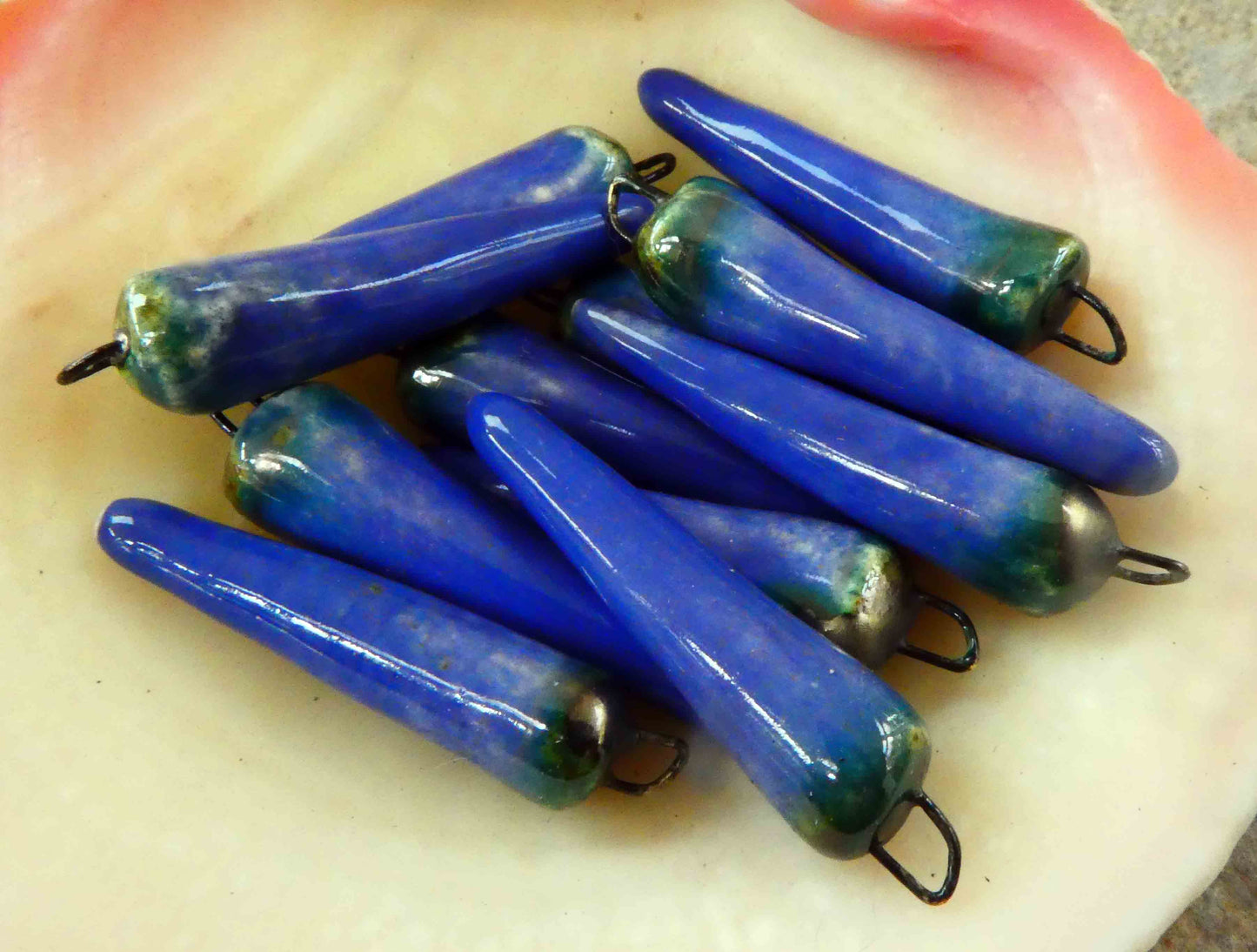 Ceramic Spikes Earring Charms -Deep Water