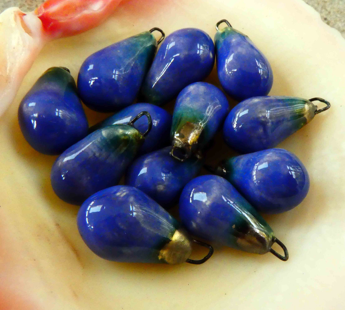 Ceramic Drops Earring Charms -Deep Water