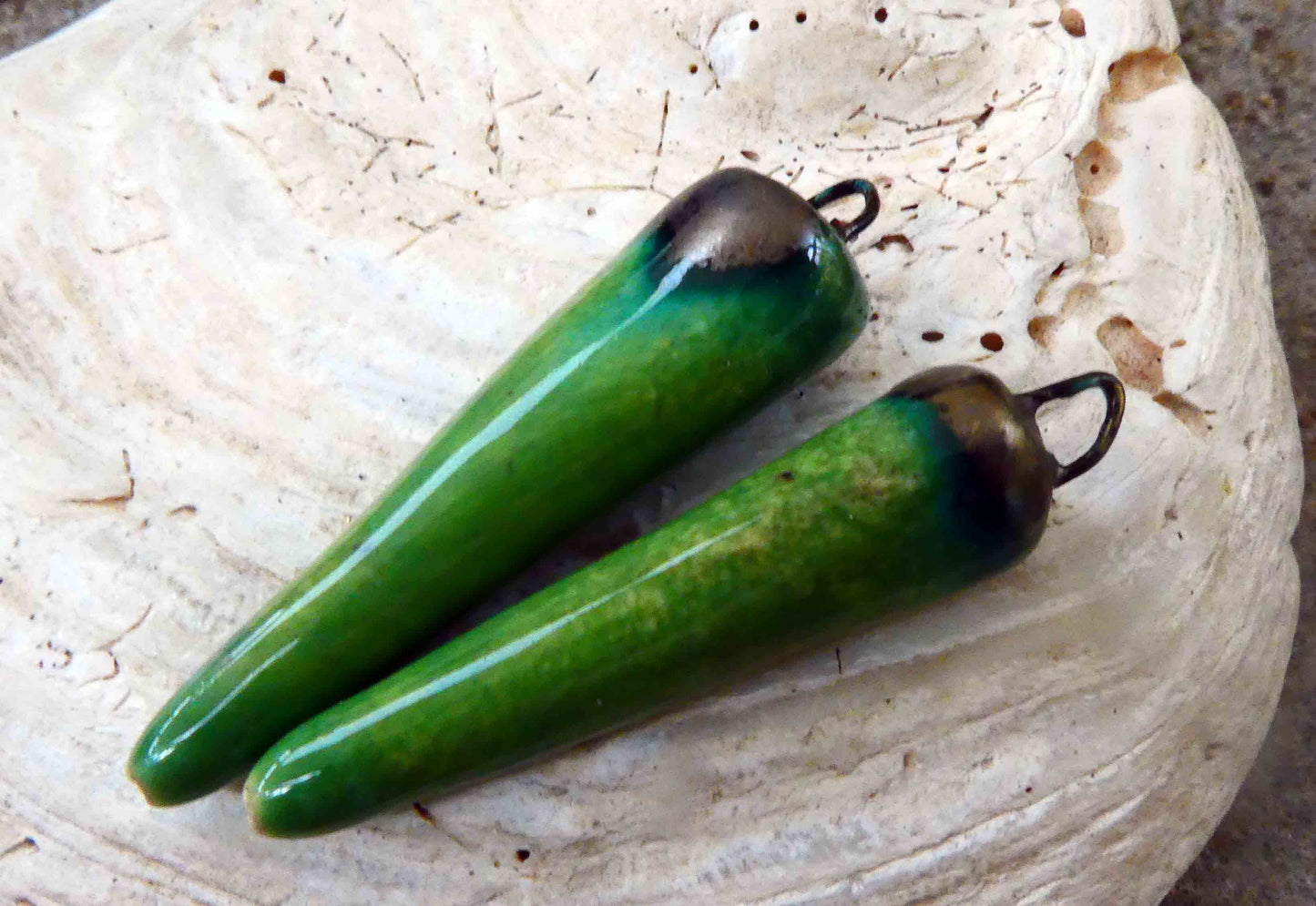 Ceramic Spikes Earring Charms -Fern