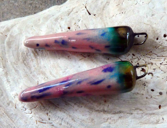 Ceramic Spikes Earring Charms -Pink Pixie
