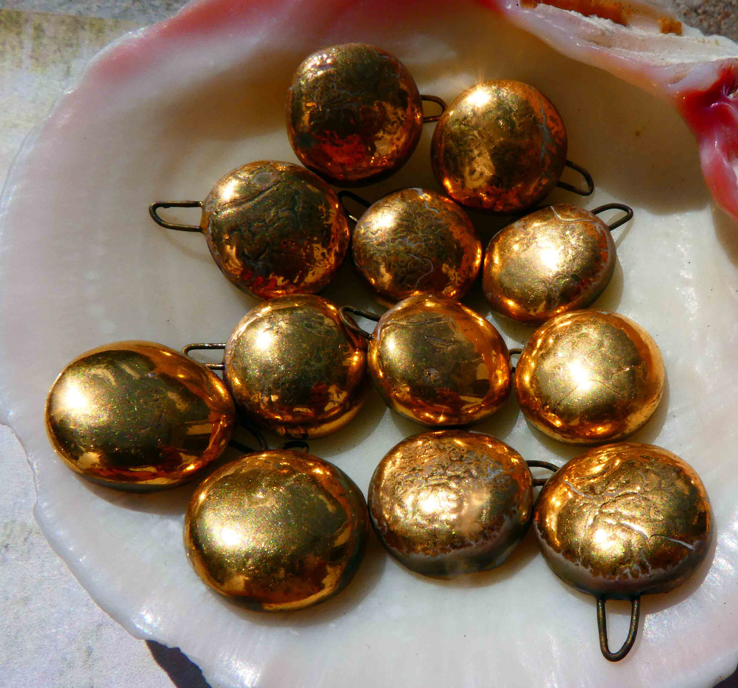 Ceramic Cup Earring Charms -Gold Lustre