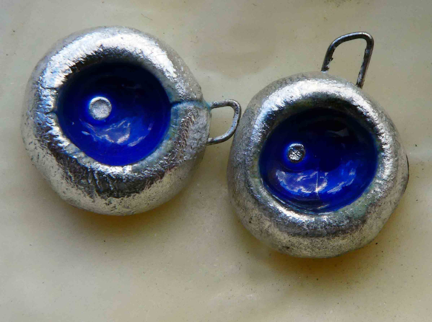 Ceramic Silvery Bowl Enamel Earring Charms -Wild Violet