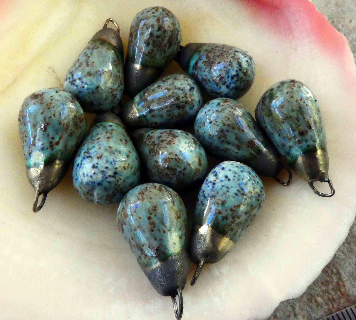 Ceramic Drops Earring Charms -Autumn Blues