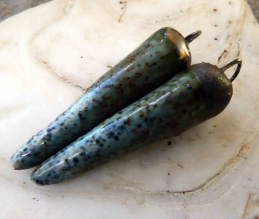 Ceramic Spikes Earring Charms -Autumn Blues