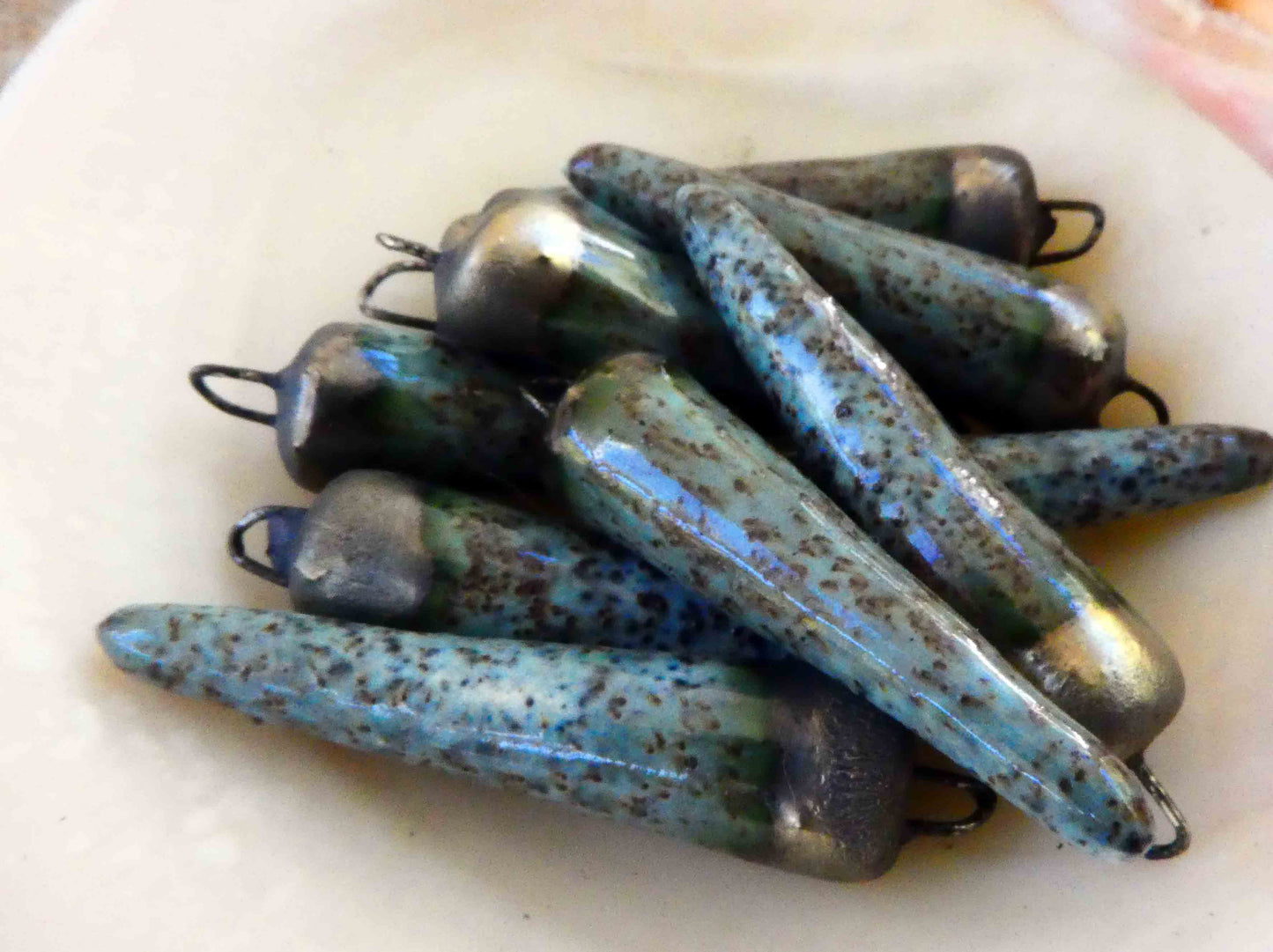 Ceramic Spikes Earring Charms -Autumn Blues