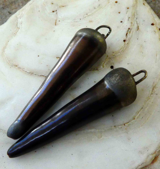 Ceramic Spikes Earring Charms -Bronze