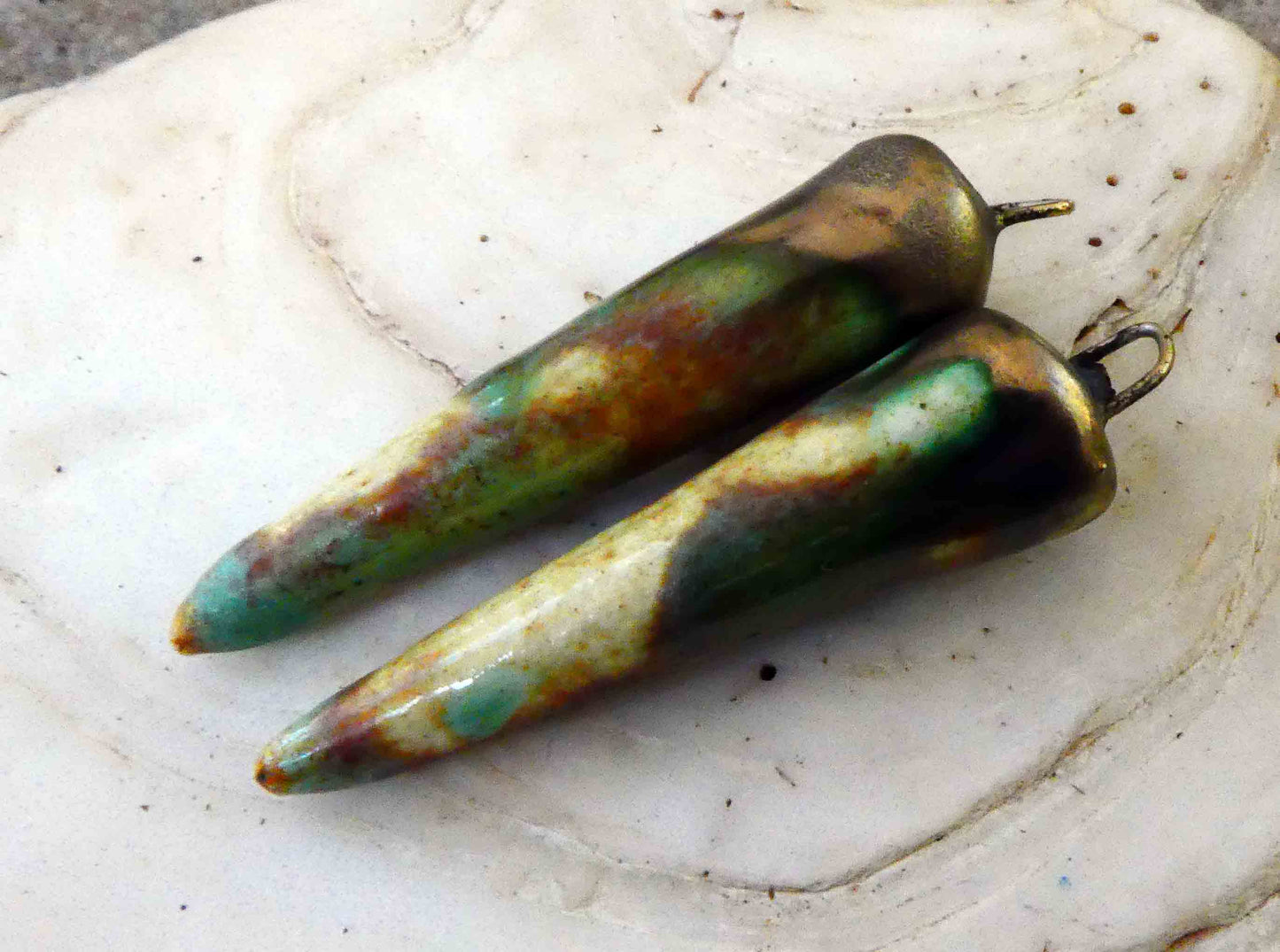 Ceramic Spikes Earring Charms -Old Copper