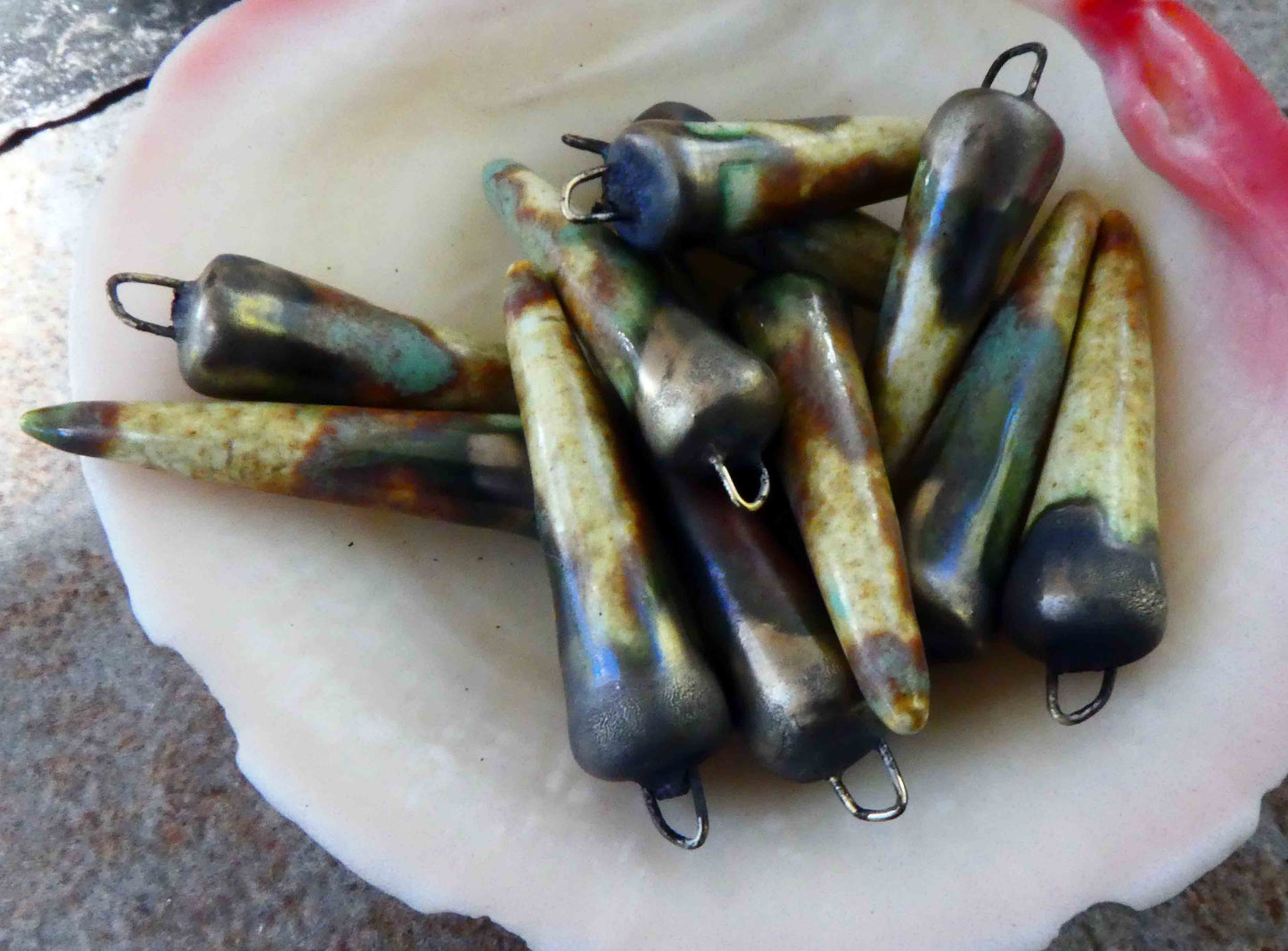 Ceramic Spikes Earring Charms -Old Copper