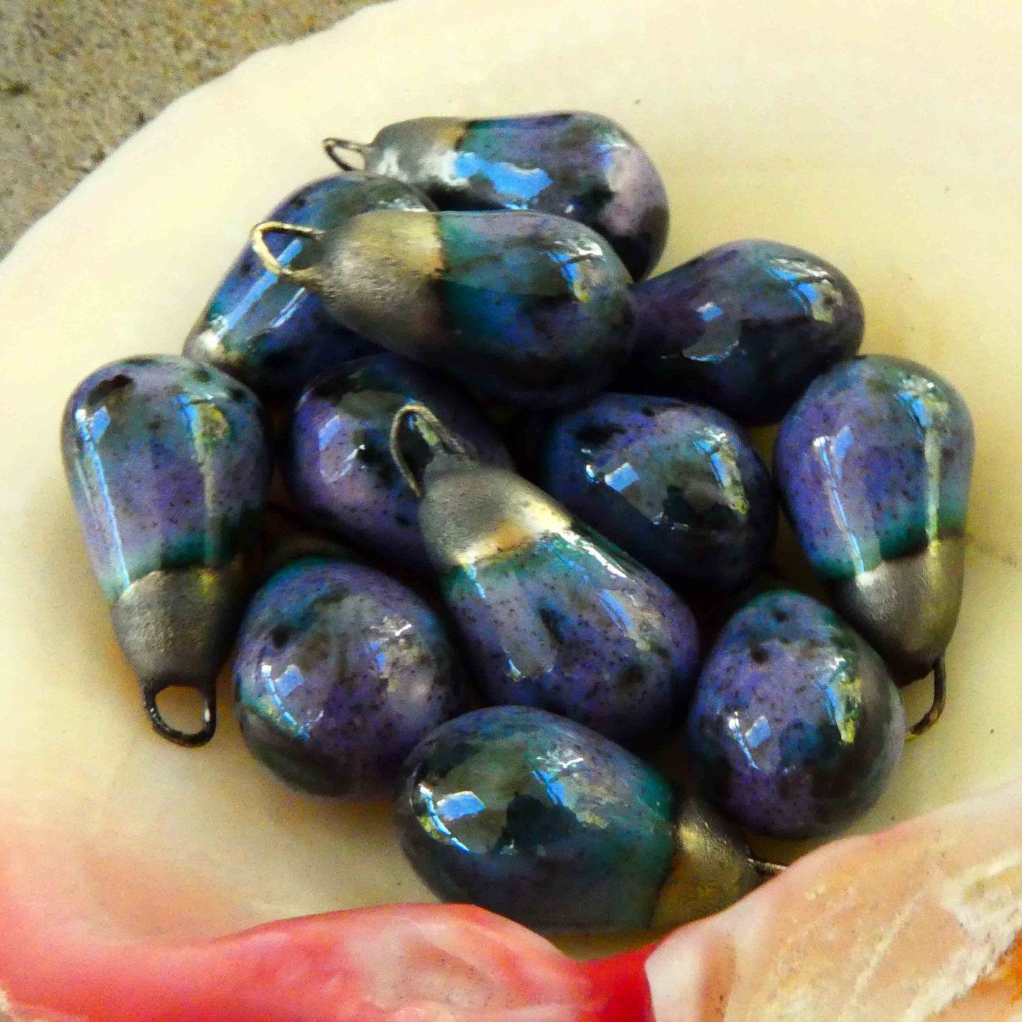 Ceramic Drops Earring Charms -Speckled Violet