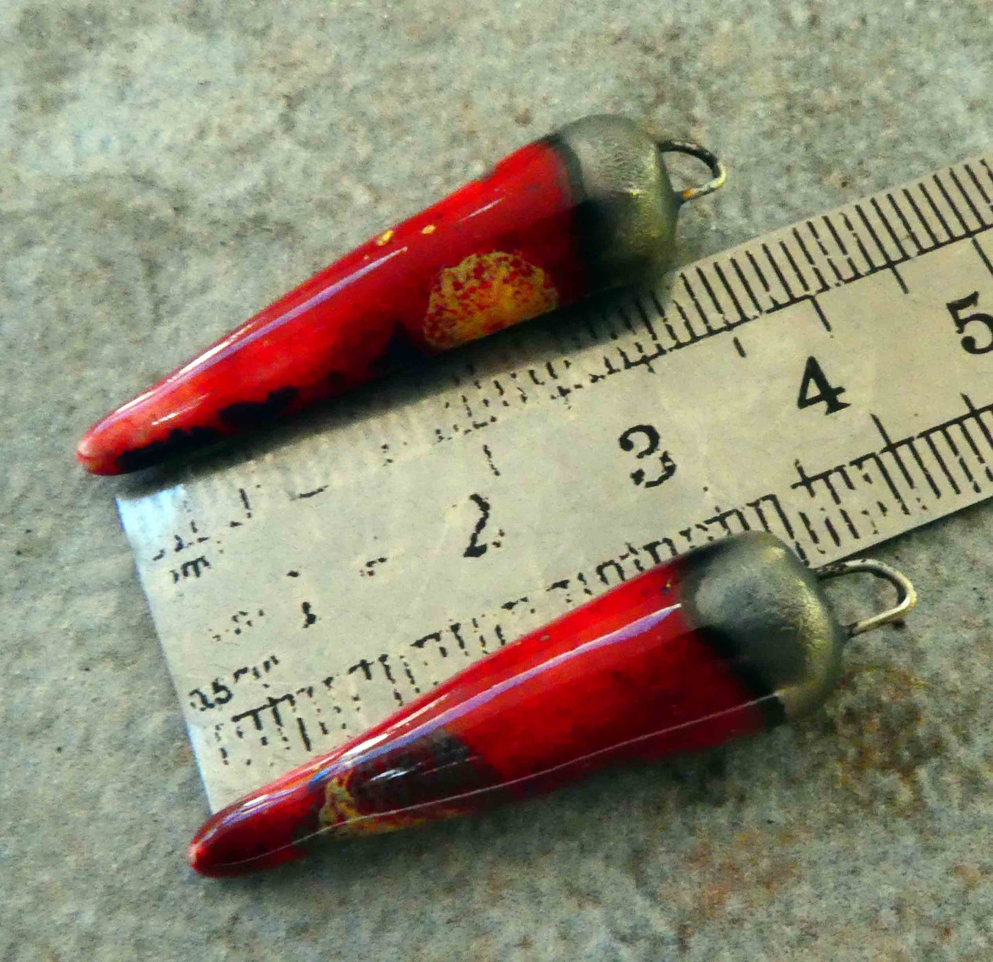 Ceramic Spikes Earring Charms -Tropical Fire