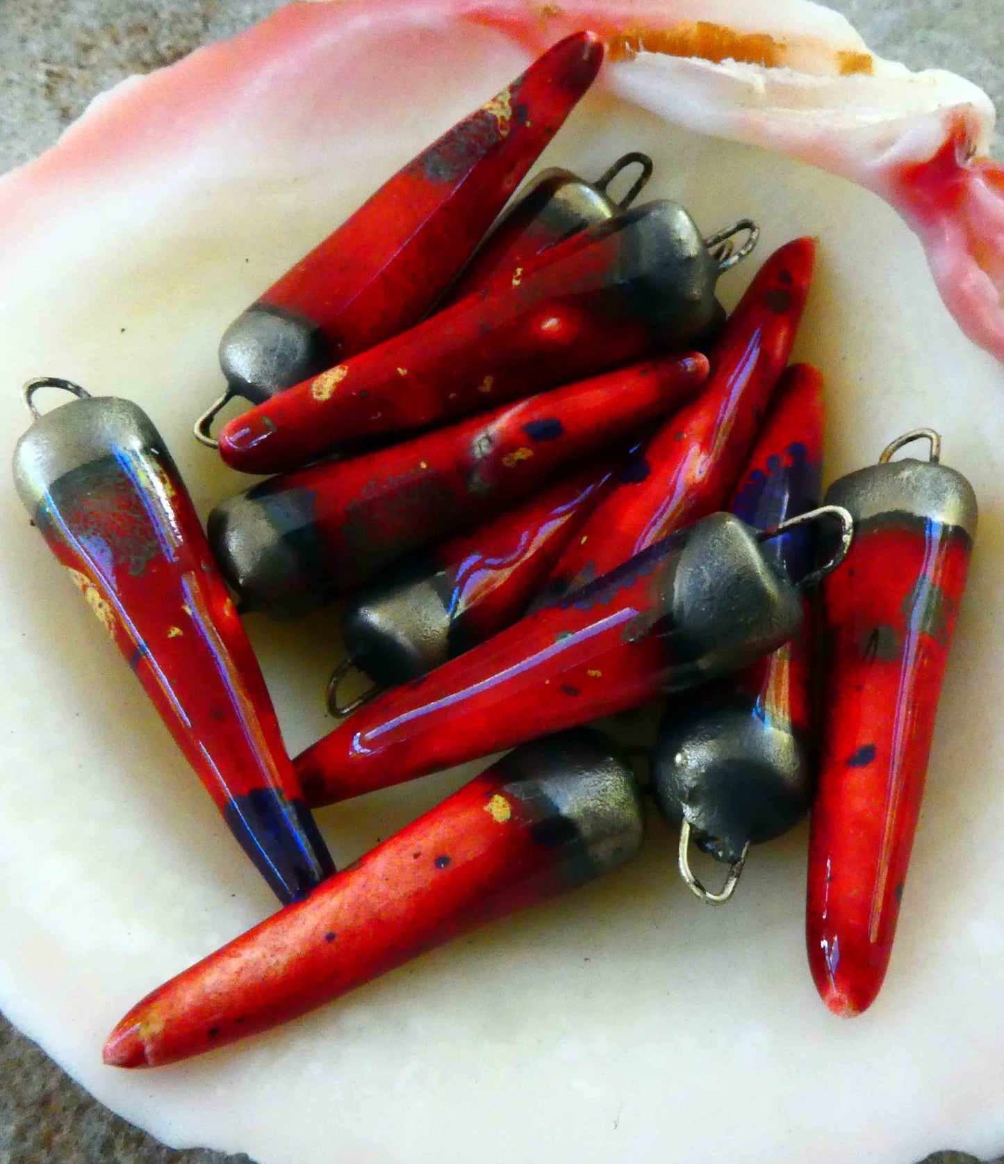 Ceramic Spikes Earring Charms -Tropical Fire