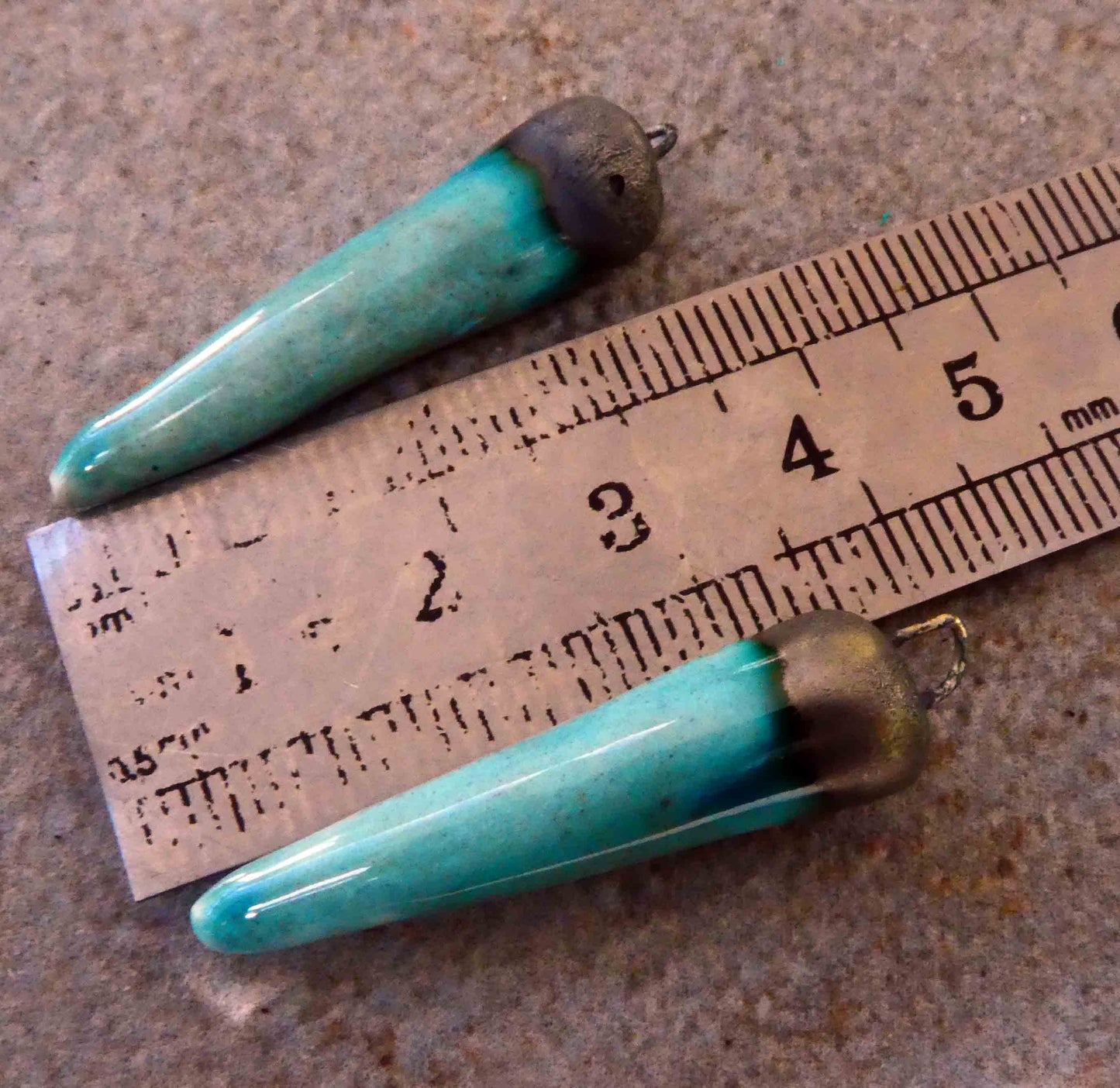 Ceramic Spikes Earring Charms -Larimar Swirl