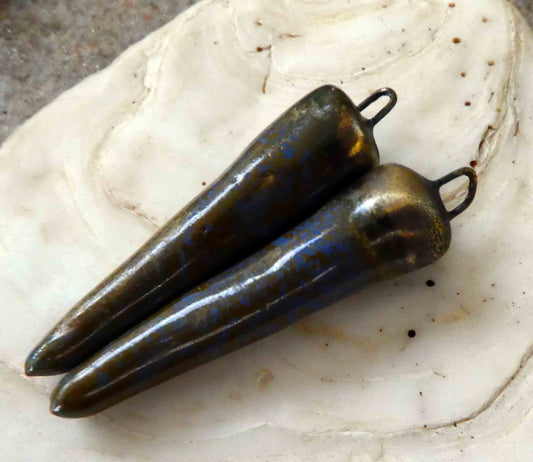 Ceramic Spikes Earring Charms - Blue Gold