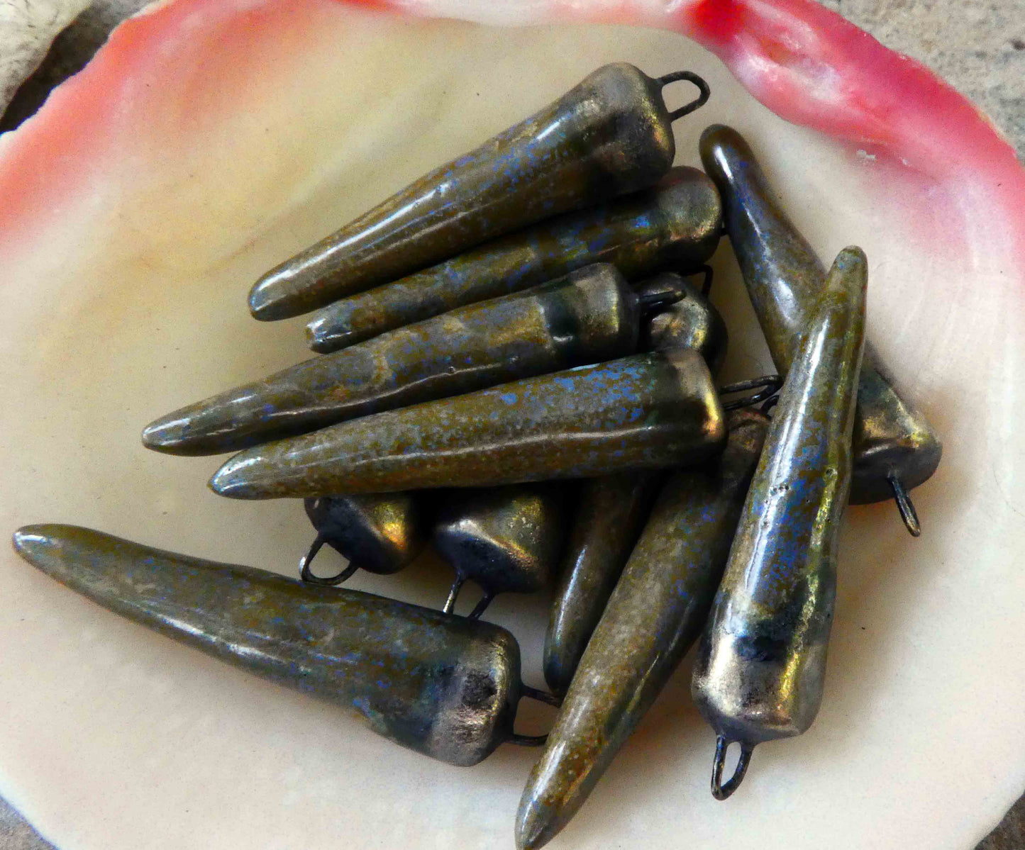 Ceramic Spikes Earring Charms - Blue Gold